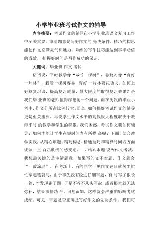 小学毕业班考试作文的辅导