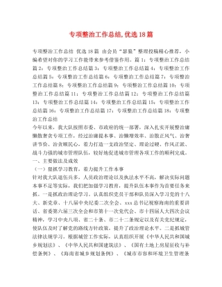 专项整治工作总结,优选18篇 