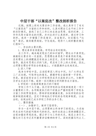 中层干部“以案促改”整改剖析报告