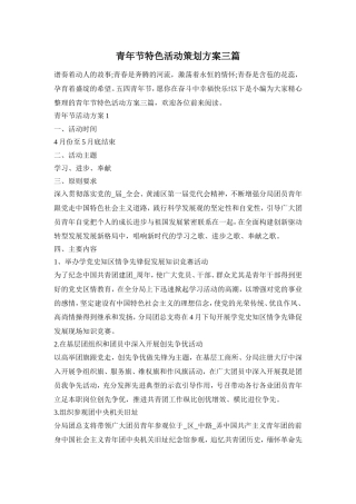 青年节特色活动策划方案三篇