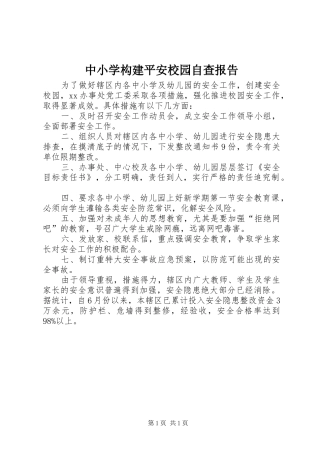 中小学构建平安校园自查报告