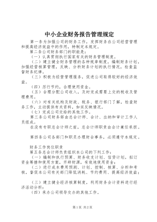 中小企业财务报告管理规定