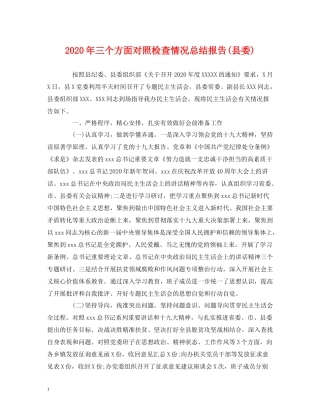 工作总结年三个方面对照检查情况总结报告县委)