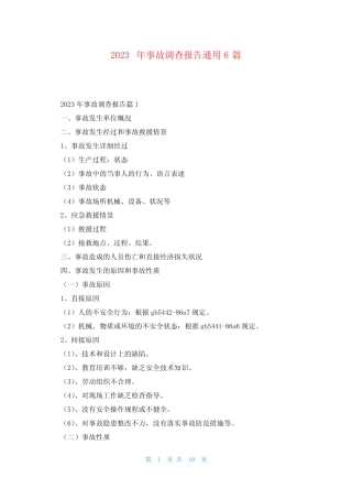 2023年事故调查报告通用6篇