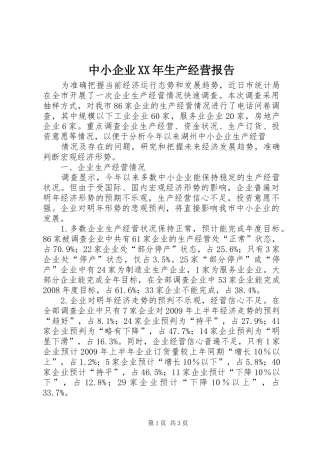 中小企业XX年生产经营报告
