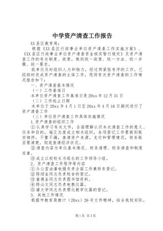 中学资产清查工作报告