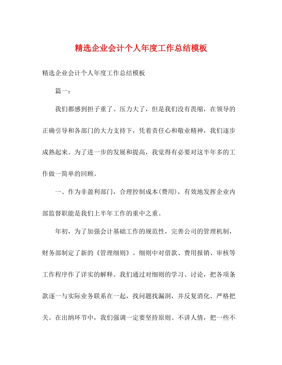 精选企业会计个人年度工作总结模板2)_第1页
