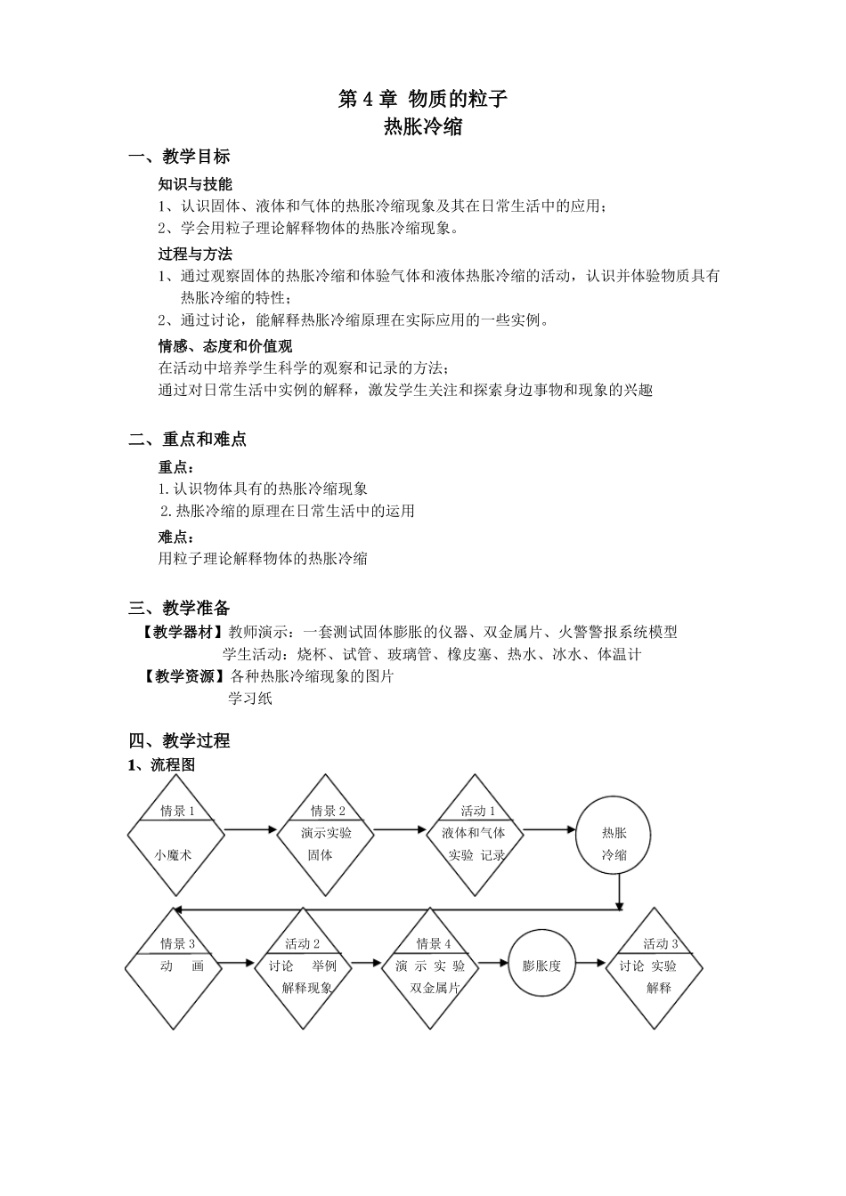 六年级科学上册物质的粒子模型5热胀冷缩教案设计牛津上海版_第1页