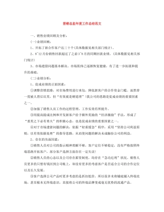 营销总监年度工作总结范文