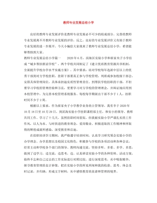 教师专业发展总结小学