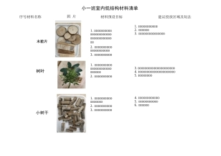 小班低结构材料清单