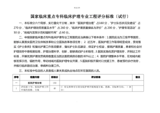 2022年临床重点专科护理专业科评分标准