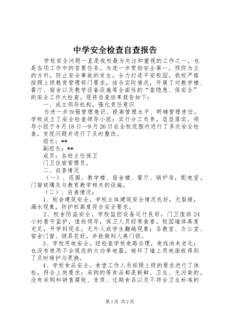 中学安全检查自查报告