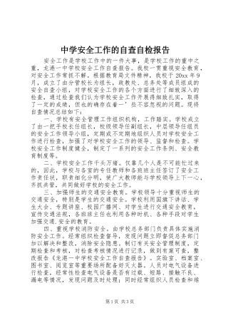 中学安全工作的自查自检报告