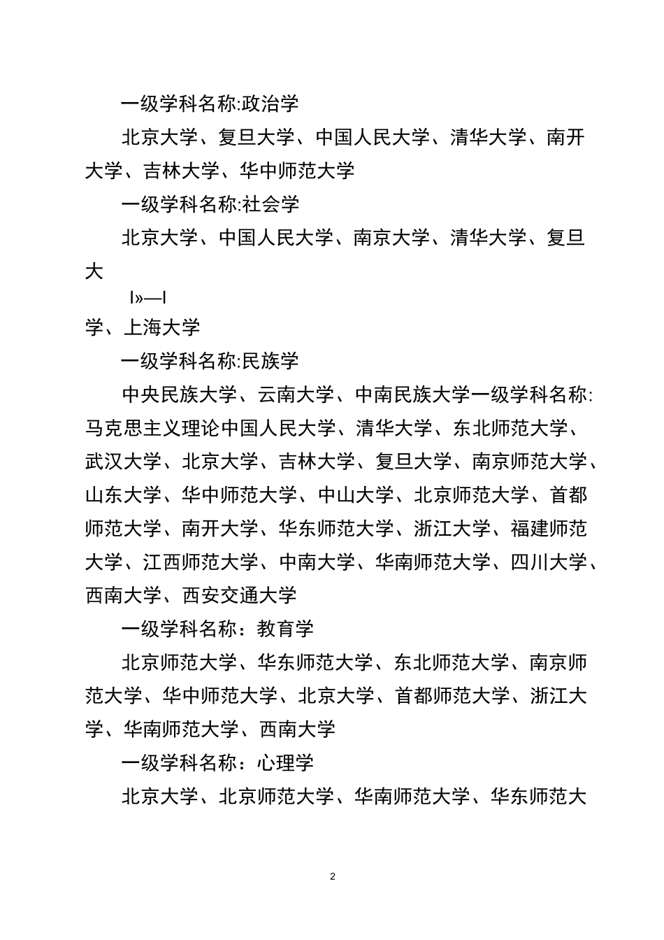 教育部第四轮学科评估A-以上等次相应学科名单_第2页