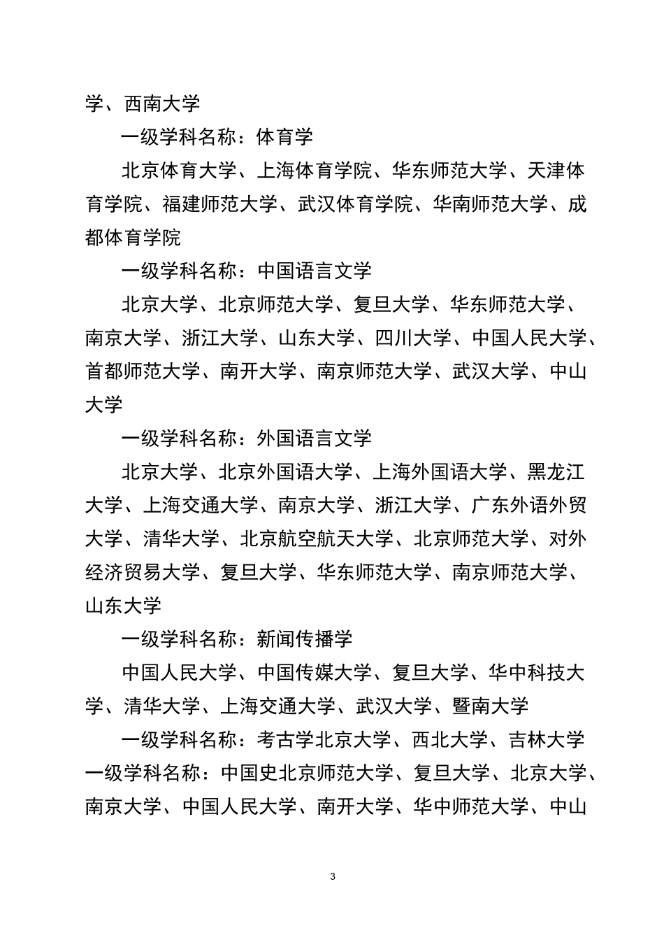 教育部第四轮学科评估A-以上等次相应学科名单_第3页