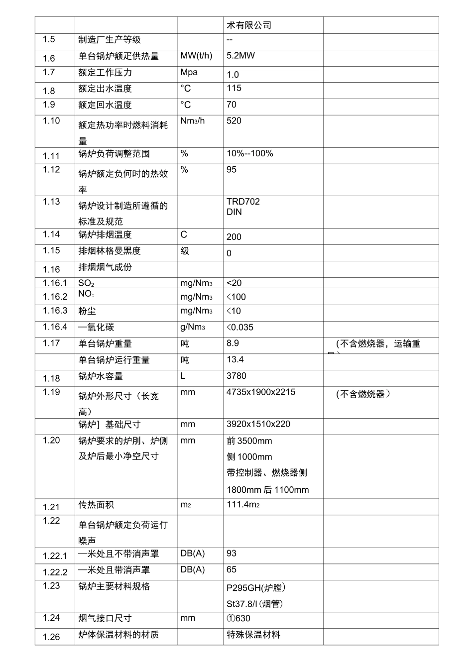 锅炉选型方案、报价及技术规格表_第2页