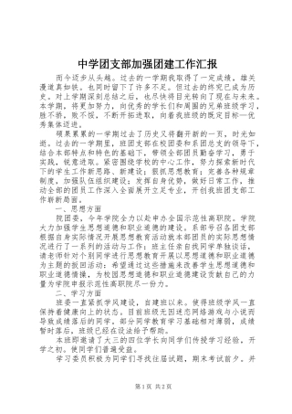 中学团支部加强团建工作汇报