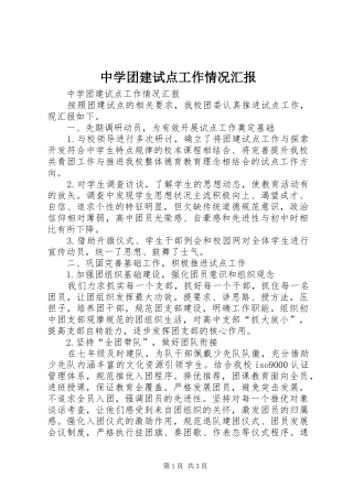 中学团建试点工作情况汇报