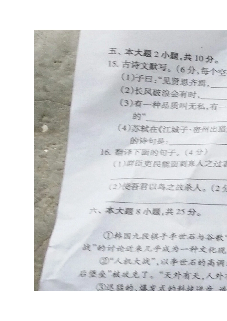 语文模拟试卷（一）_第2页