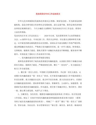 发改局局长年末工作总结范文