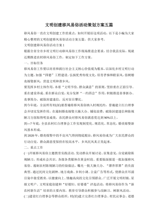 文明创建移风易俗活动策划方案五篇