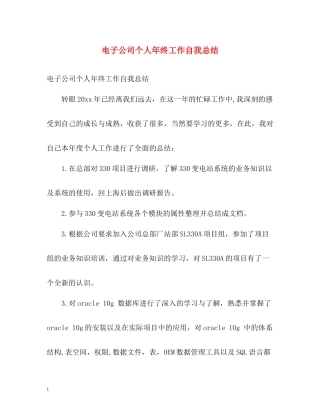 电子公司个人年终工作自我总结