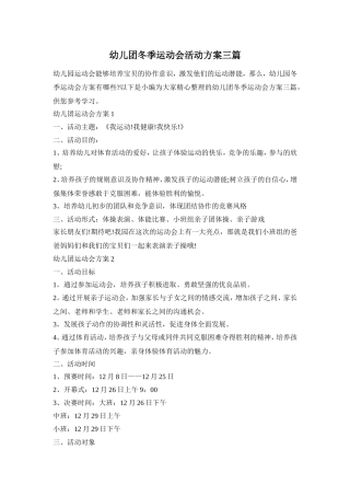 幼儿团冬季运动会活动方案三篇