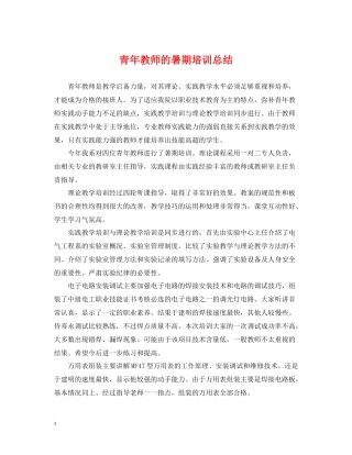 青年教师的暑期培训总结