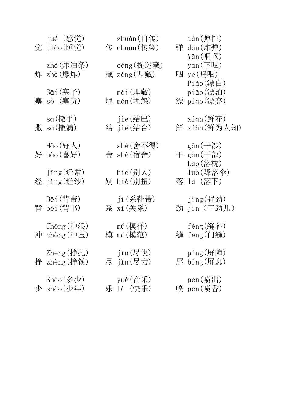 三年级下册语文多音字总汇_第2页