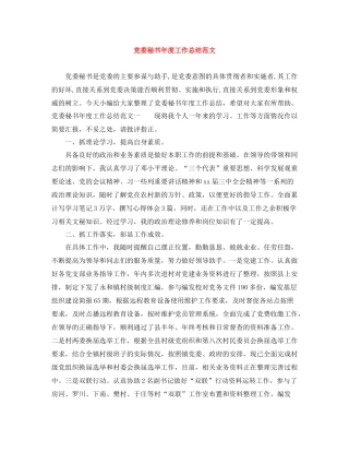 党委秘书年度工作总结范文