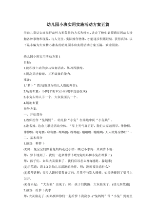 幼儿园小班实用实施活动方案五篇