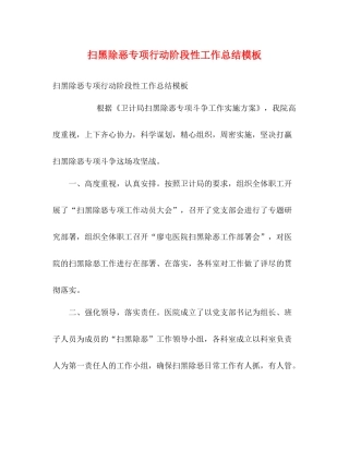 除恶专项行动阶段性工作总结模板