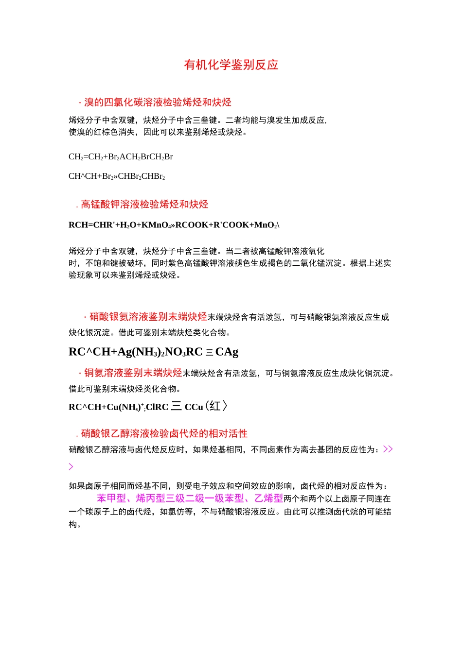 有机化学鉴别反应_第1页