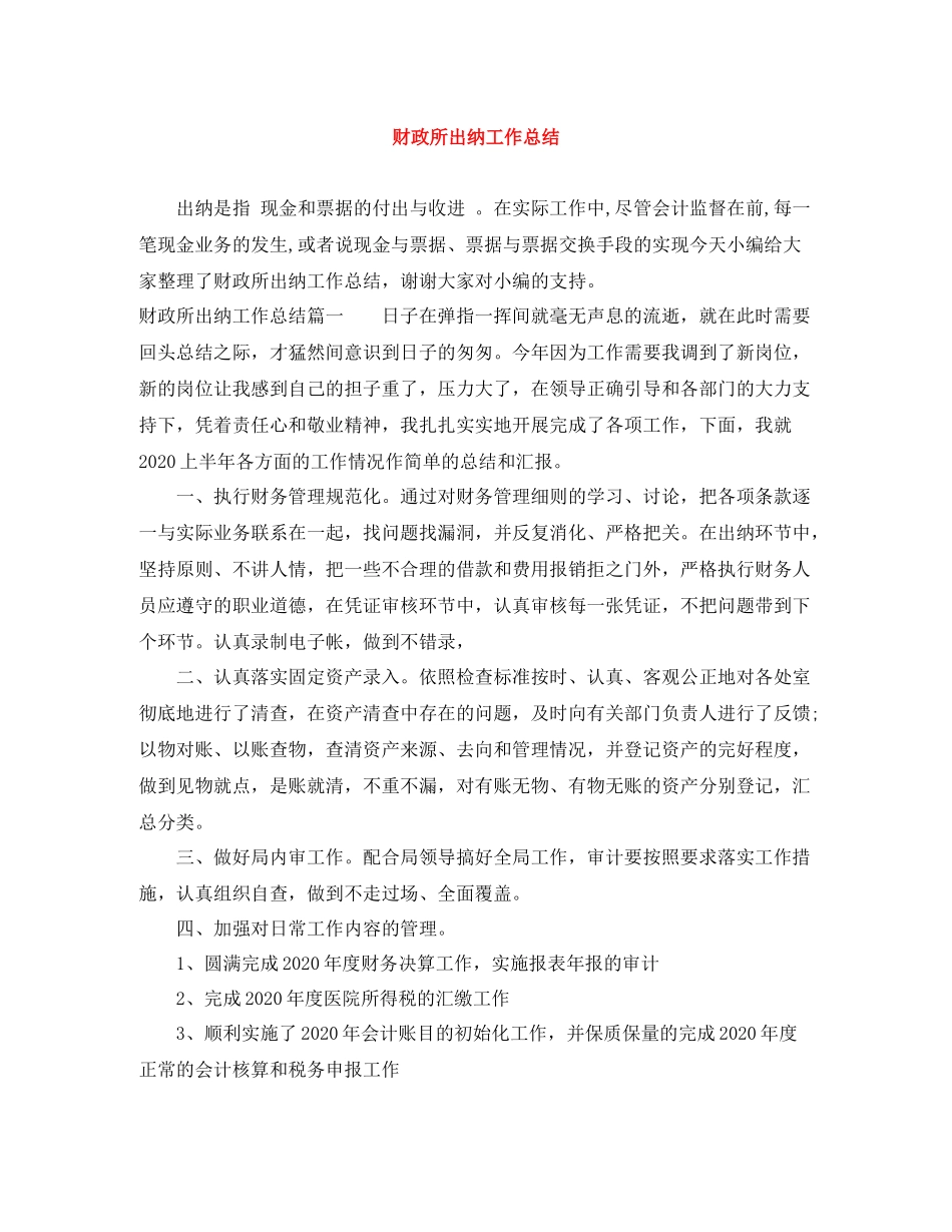 财政所出纳工作总结_第1页