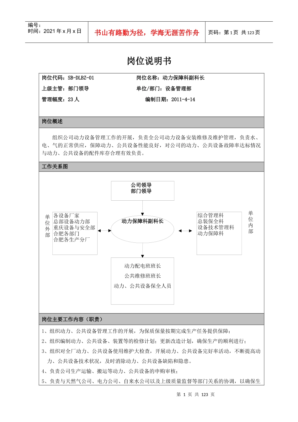 设备管理部岗位说明_第1页