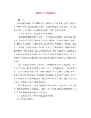 财政所个人工作总结格式