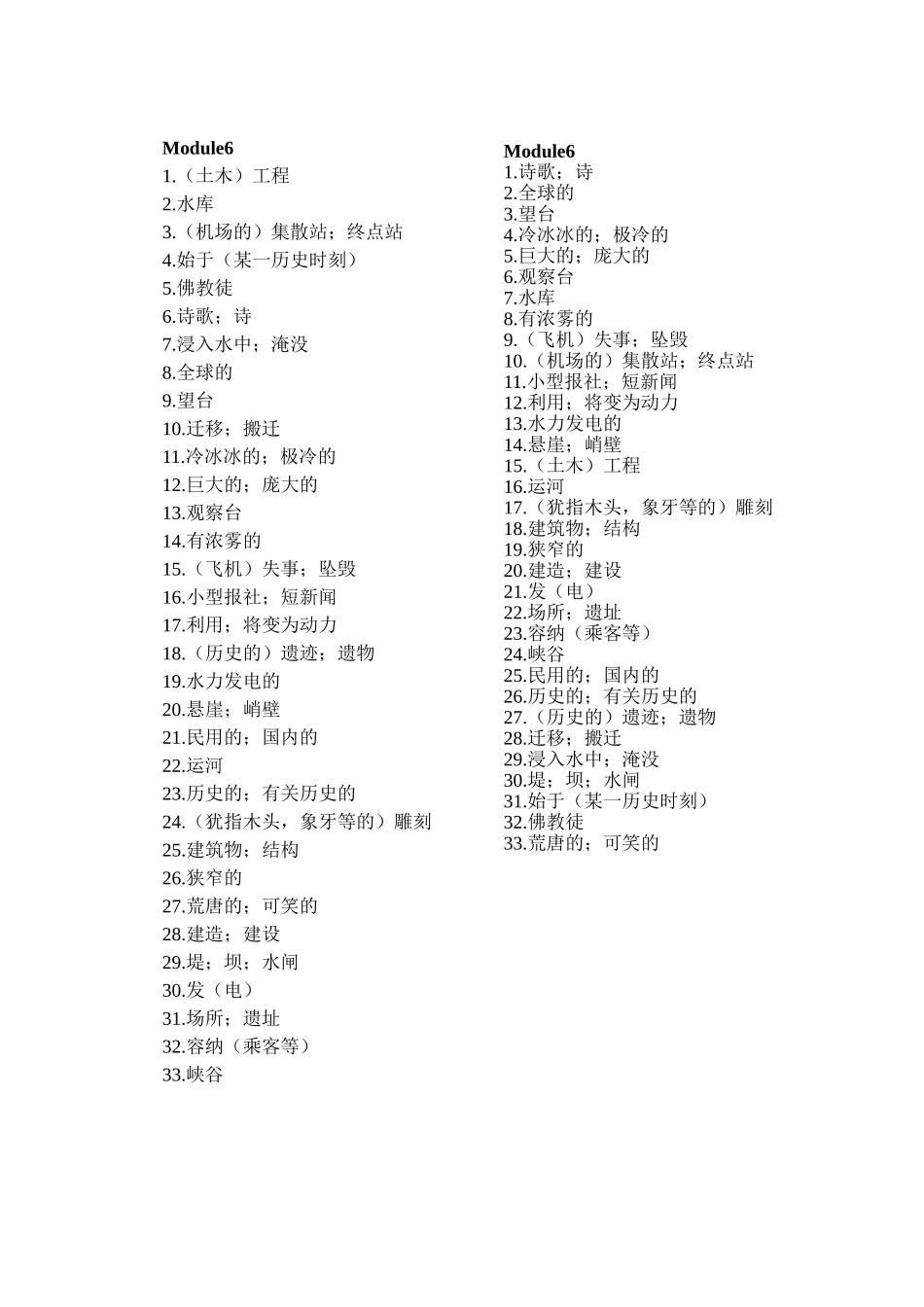 外研版B3M6单词汉译英_第1页