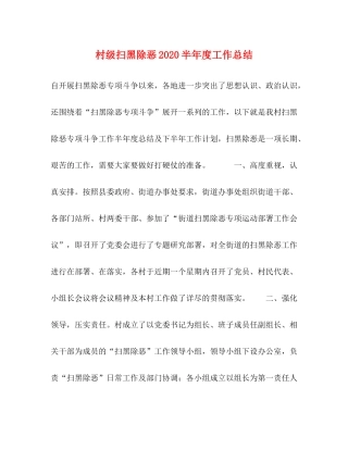 村级扫黑除恶半年度工作总结