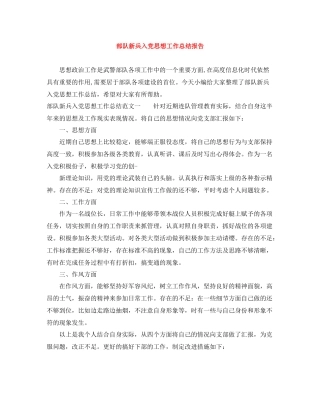 部队新兵入党思想工作总结报告