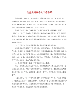 公务员考察个人工作总结2