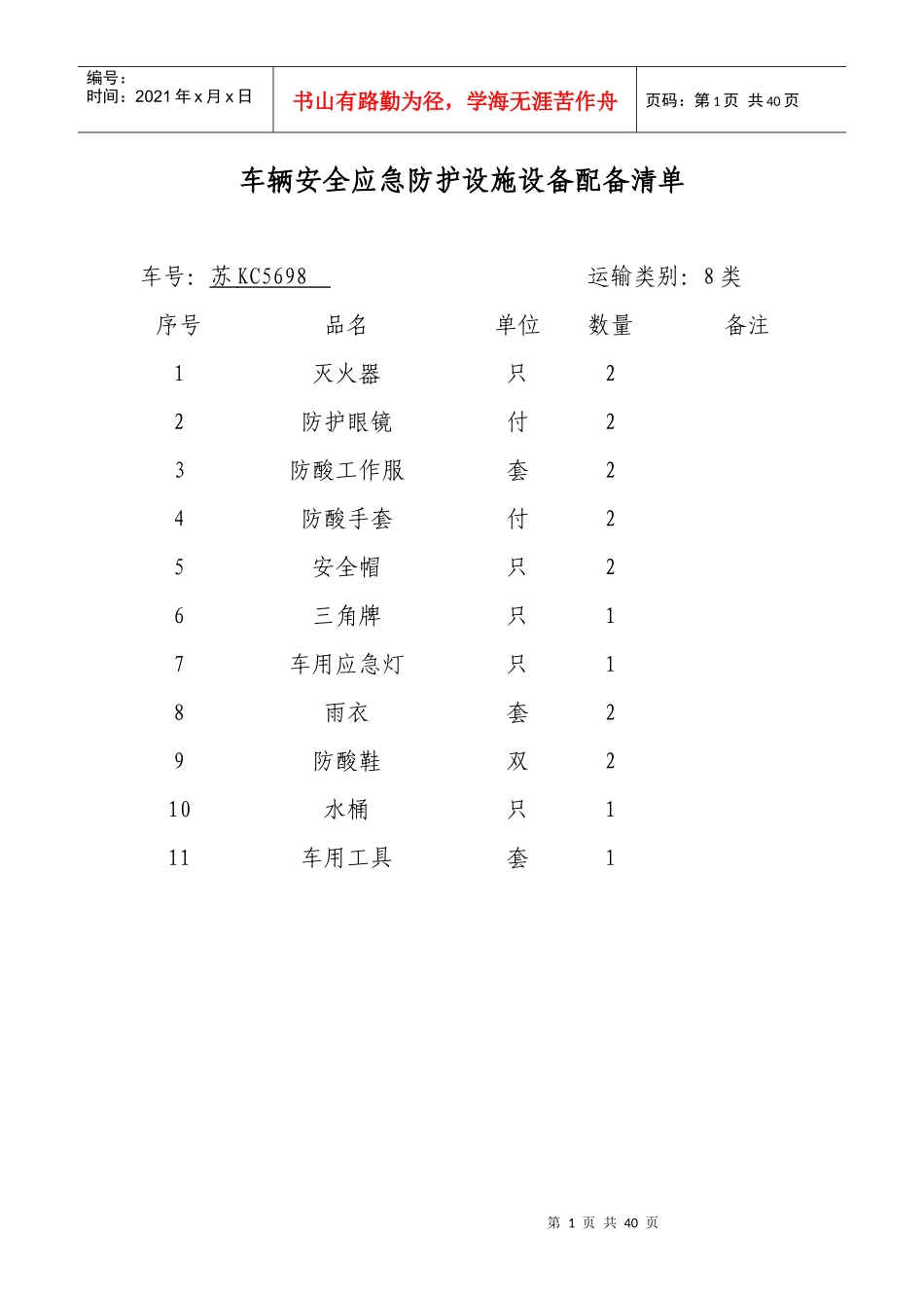 车辆安全应急防护清单_第1页