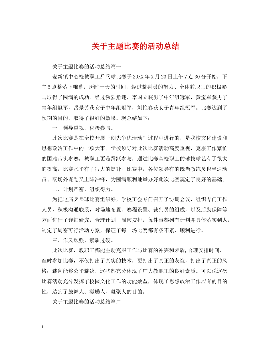 关于主题比赛的活动总结_第1页