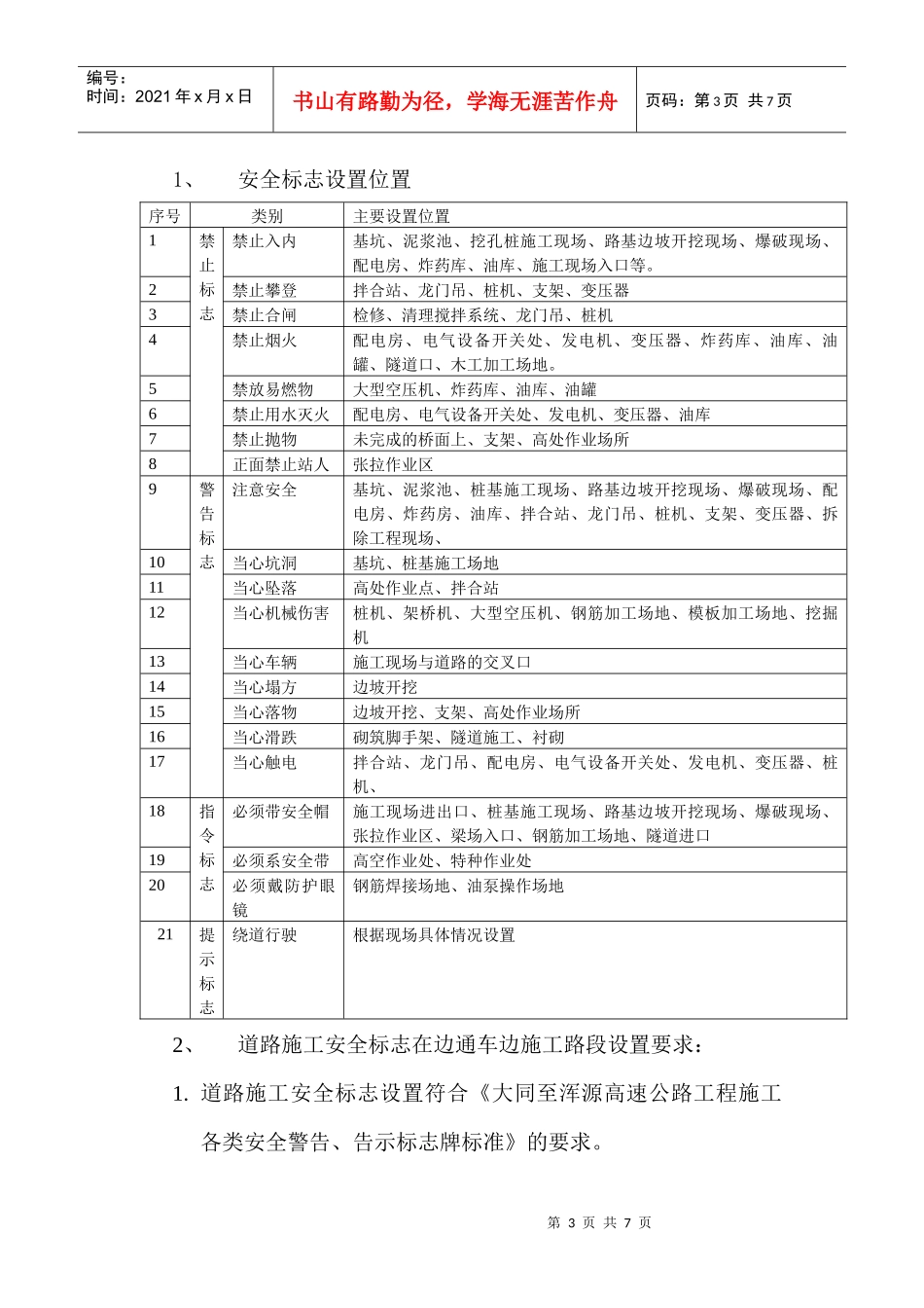 现场安全标志和标牌及安全围护设置方案_第3页