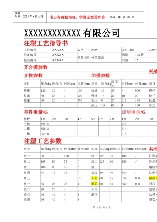 注塑工艺指导书