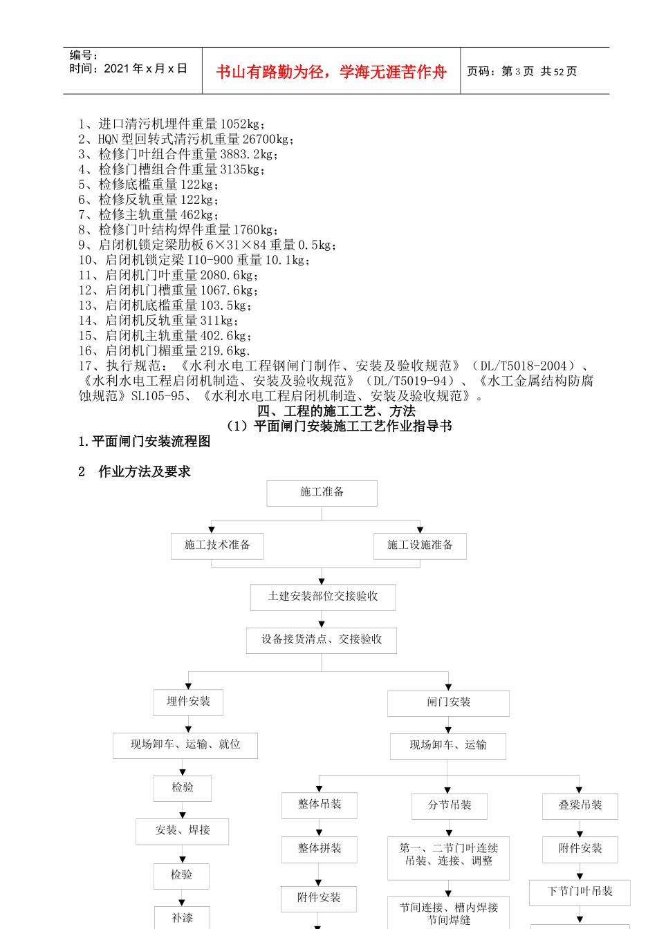 清污机、启闭机及辅助设备安装分部工程施工工法_第3页