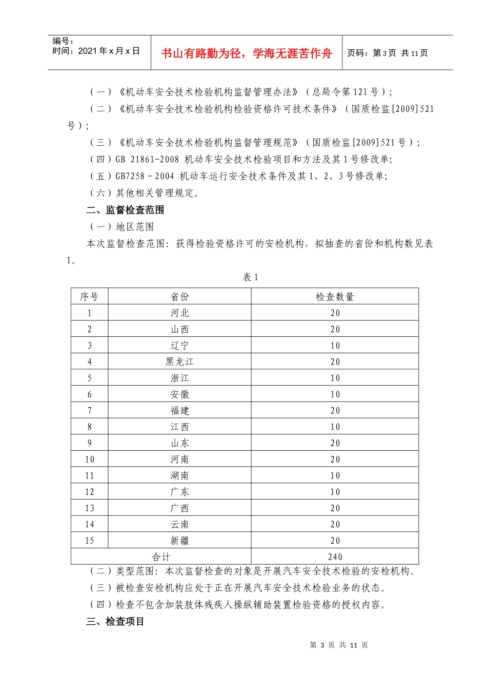 机动车安全技术检验机构监督检查实施方案_第3页