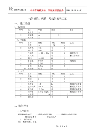构架横梁、爬梯、地线架安装工艺