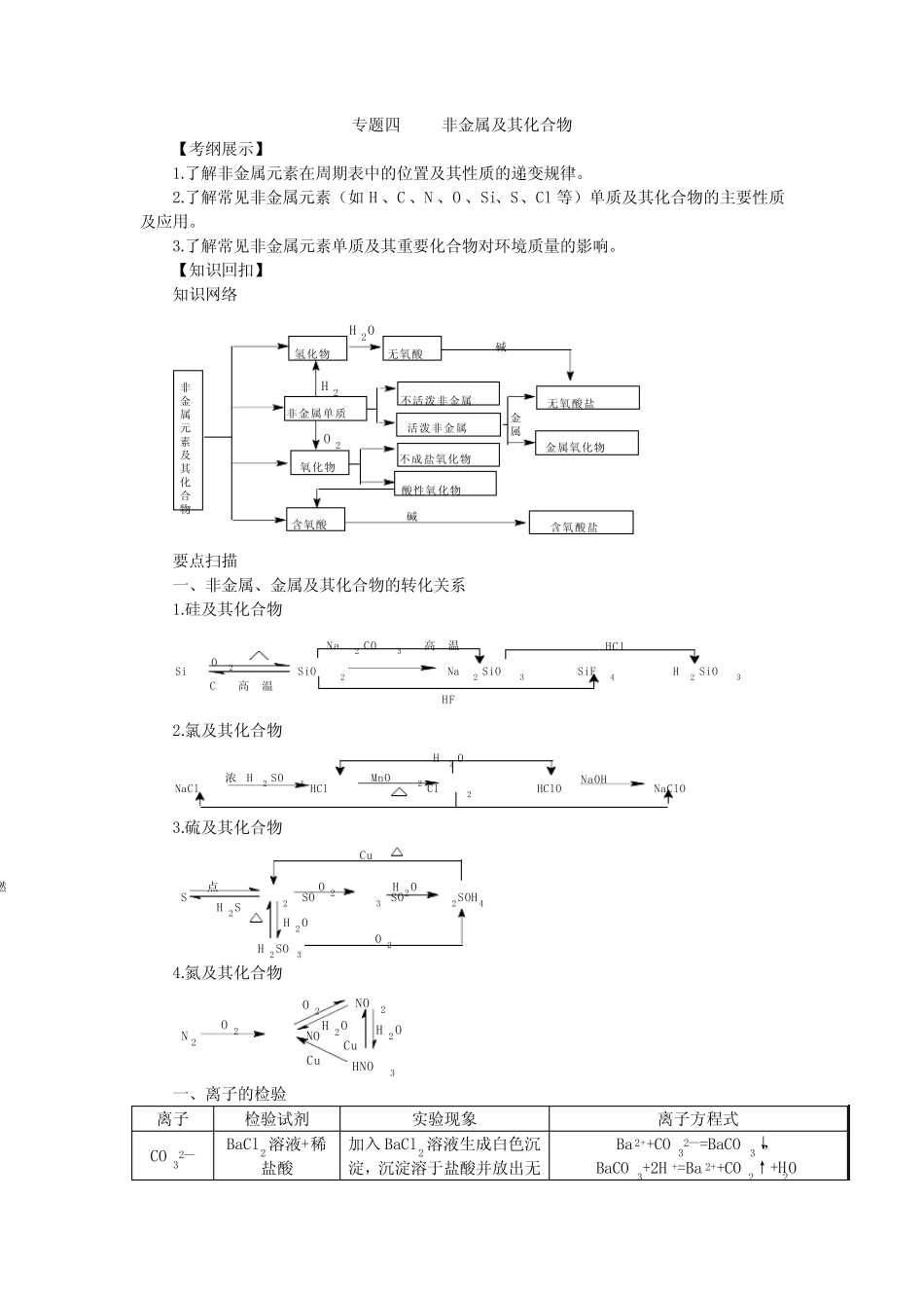 ...专题四 非金属及其化合物(例题有解析,习题有答案)_第1页