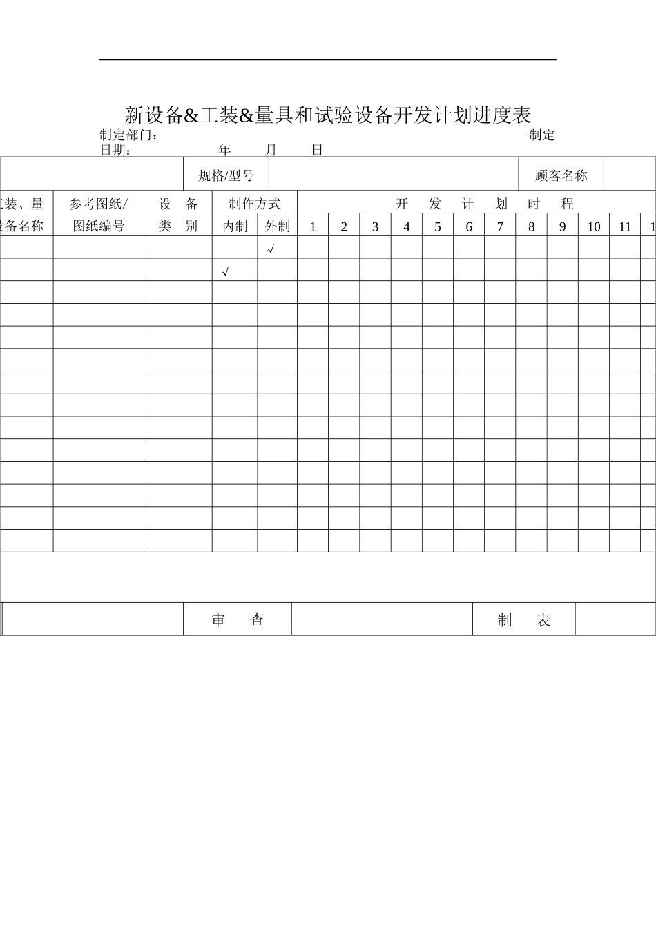 新设备&工装&量具和试验设备开发计划进度表_第1页